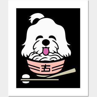 Maltese Dog Japanese Ramen Funny Dog Owner Retro Funny Dog Posters and Art